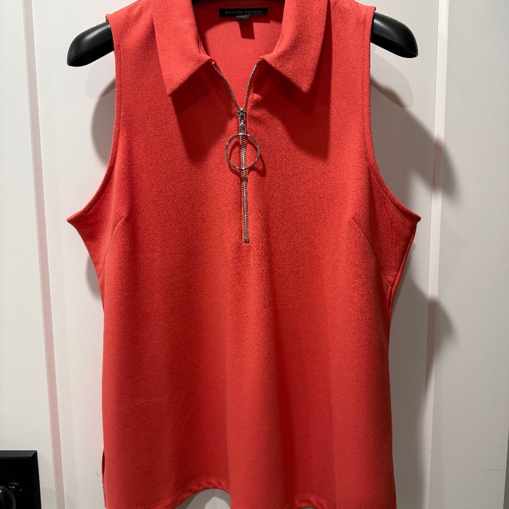 Orange sleeveless zippered shirt Boston Proper size XL